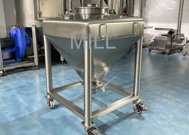 Stainless Steel Vacuum Cubic IBC Powder Tote Tank / IBC Tank Container For Conveyor